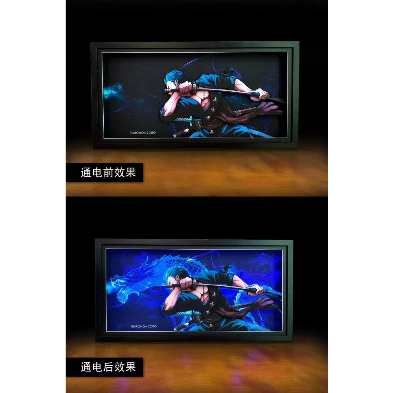 Mystical Art - Roronoa Zoro Light Guide Transformation 3D Paper Art Frame 