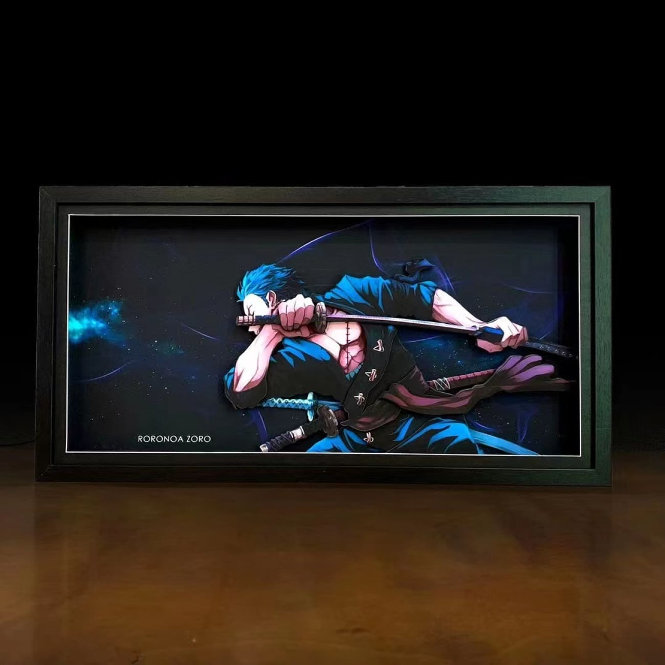 Mystical Art - Roronoa Zoro Light Guide Transformation 3D Paper Art Frame 