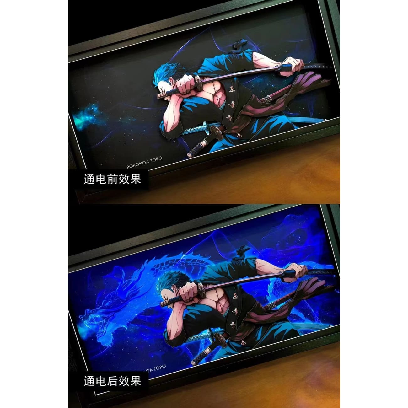 Mystical Art - Roronoa Zoro Light Guide Transformation 3D Paper Art Frame 