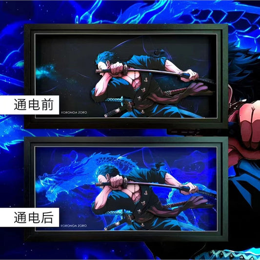 Mystical Art - Roronoa Zoro Light Guide Transformation 3D Paper Art Frame 