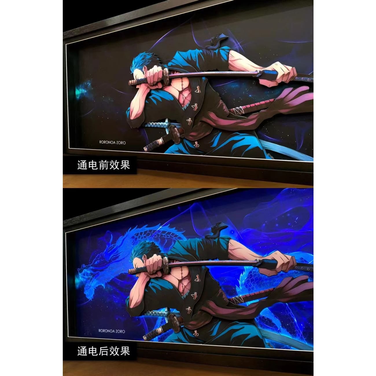 Mystical Art - Roronoa Zoro Light Guide Transformation 3D Paper Art Frame 