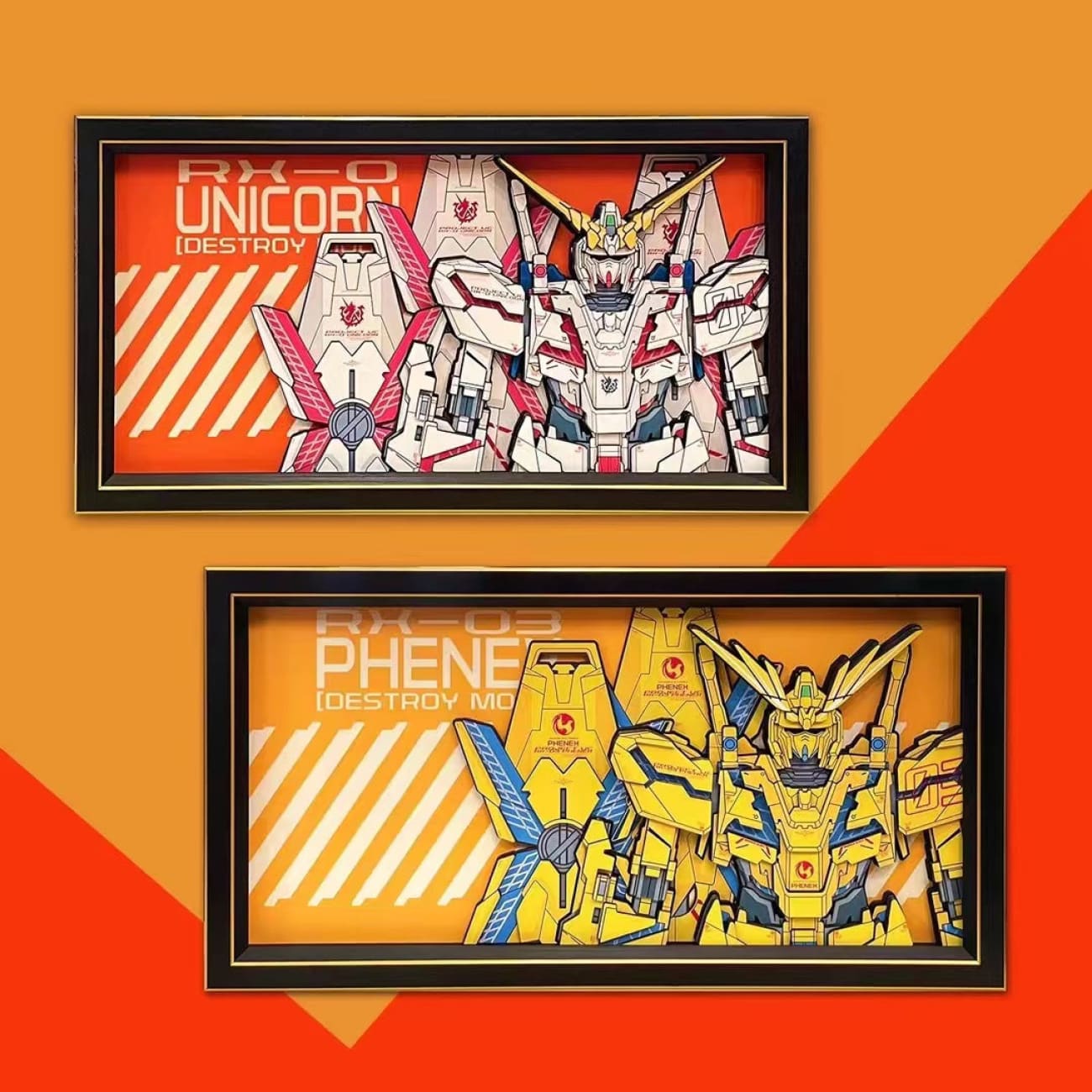 Mystical Art - RX-0 Unicorn Gundam / RX-0 Unicorn Gundam 03 Phenex 3D Poster Frame