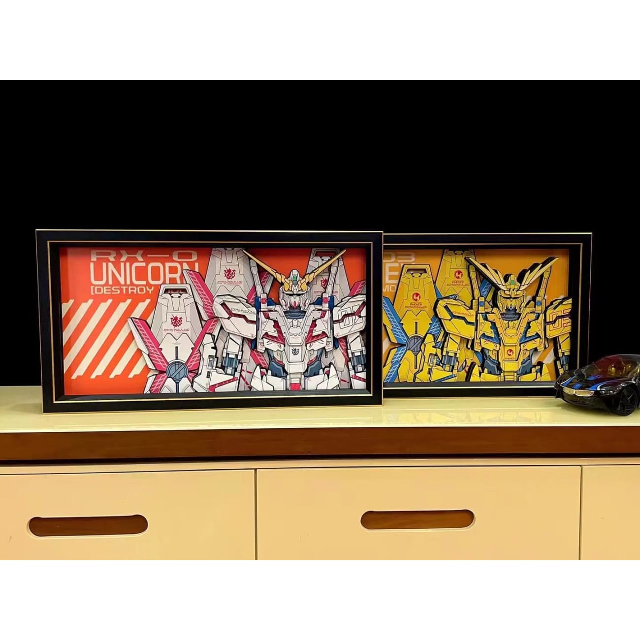 Mystical Art - RX-0 Unicorn Gundam / RX-0 Unicorn Gundam 03 Phenex 3D Poster Frame