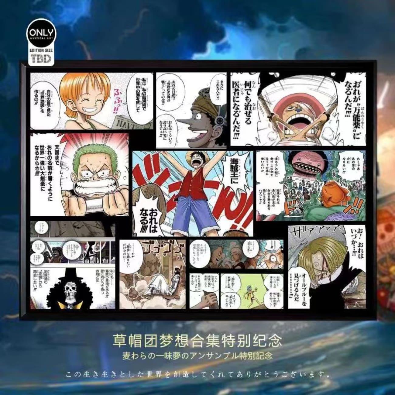 Mystical Art - The 10 Members Of The Straw Hat Pirates Dream Manga Special Commemorative Poster Frame