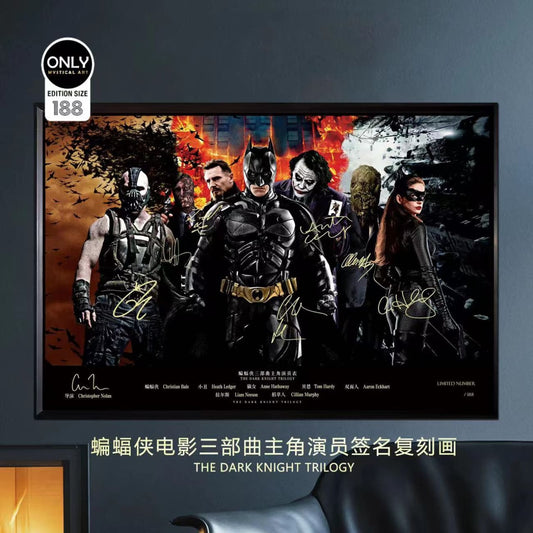 Mystical Art - The Dark Knight Trilogy Character Actor Signature Poster Frame 