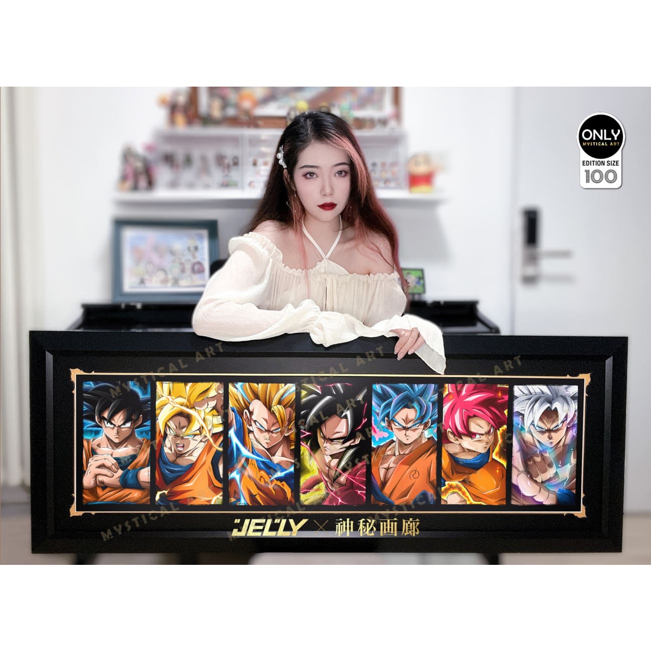 Mystical Art X Jelly - Son Goku Transformations Poster Frame [130cm x 49cm]
