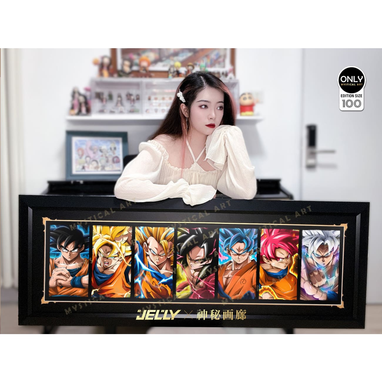 Mystical Art X Jelly - Son Goku Transformations Poster Frame [130cm x 49cm]