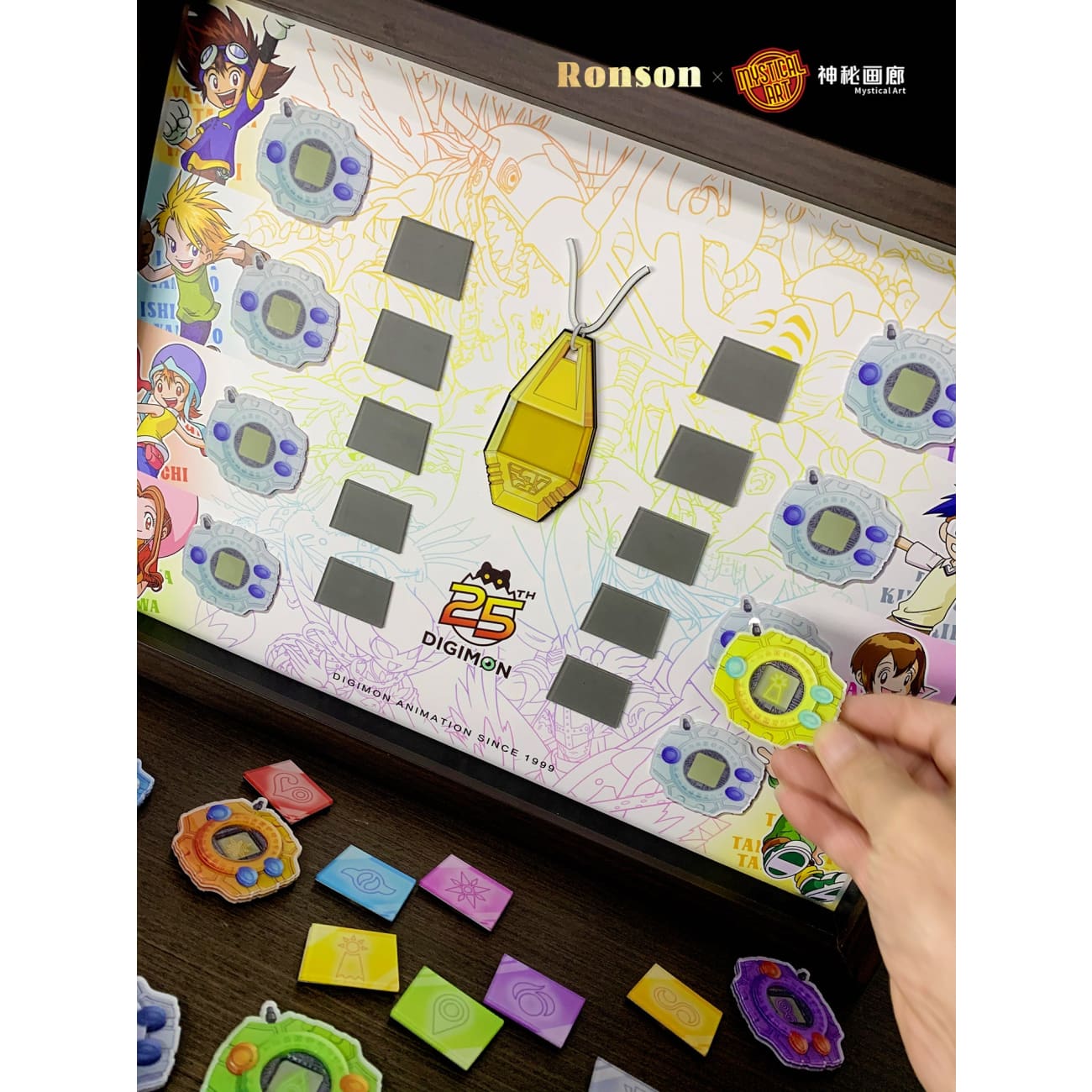 Mystical Art x Ronson - All Character’s Crests & Digivice 3D Acrylic Magnetic Poster Frame