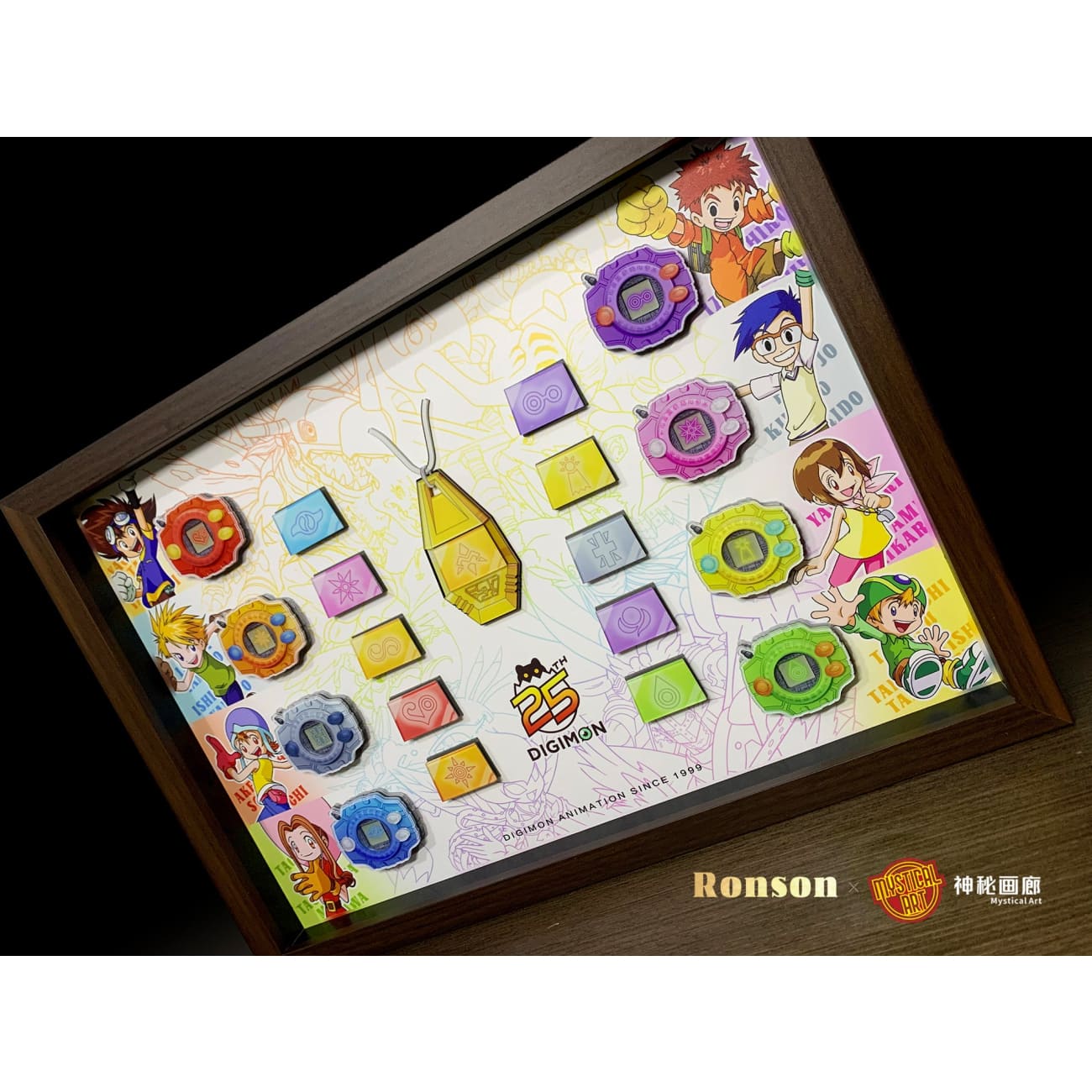 Mystical Art x Ronson - All Character’s Crests & Digivice 3D Acrylic Magnetic Poster Frame