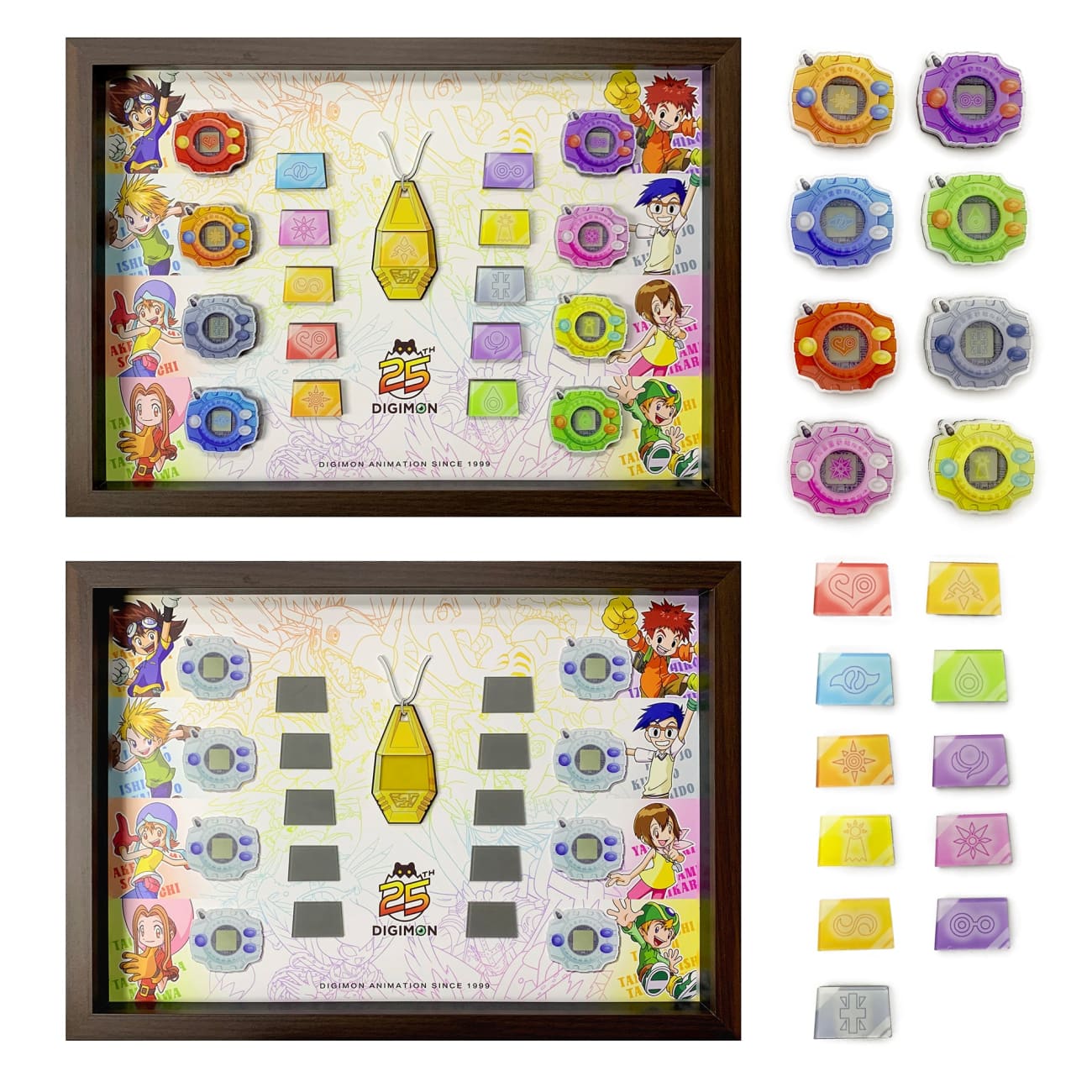 Mystical Art x Ronson - All Character’s Crests & Digivice 3D Acrylic Magnetic Poster Frame
