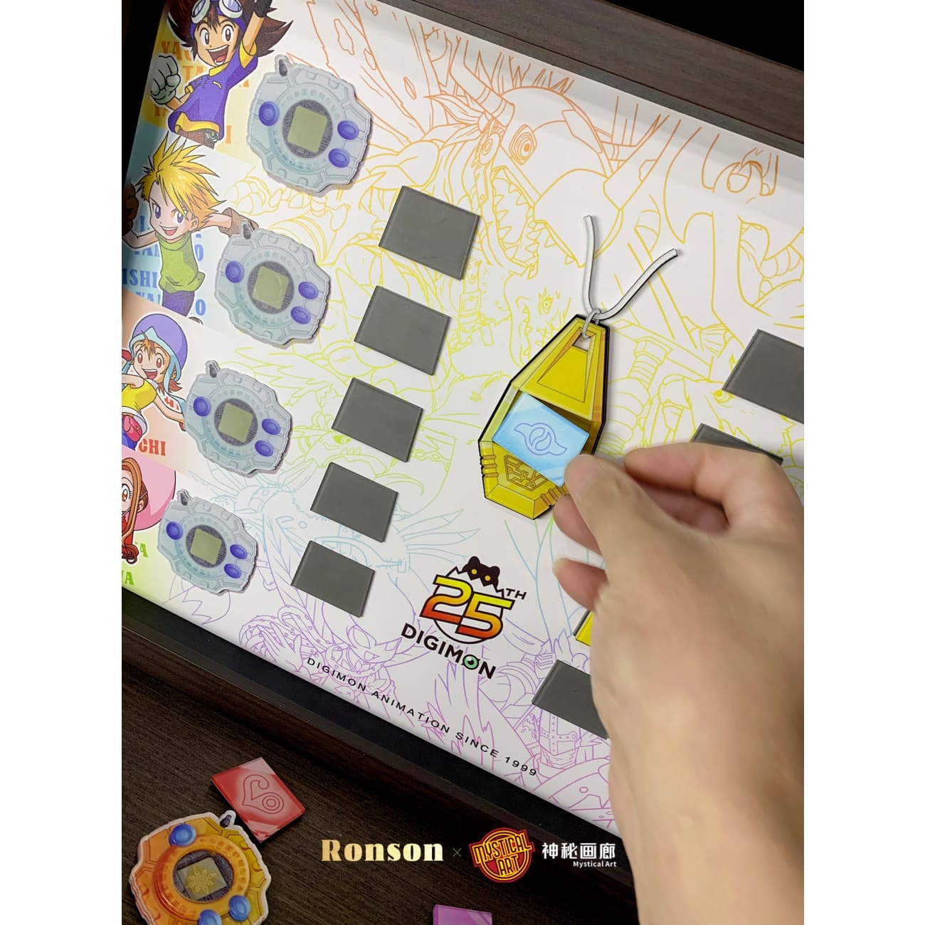Mystical Art x Ronson - All Character’s Crests & Digivice 3D Acrylic Magnetic Poster Frame