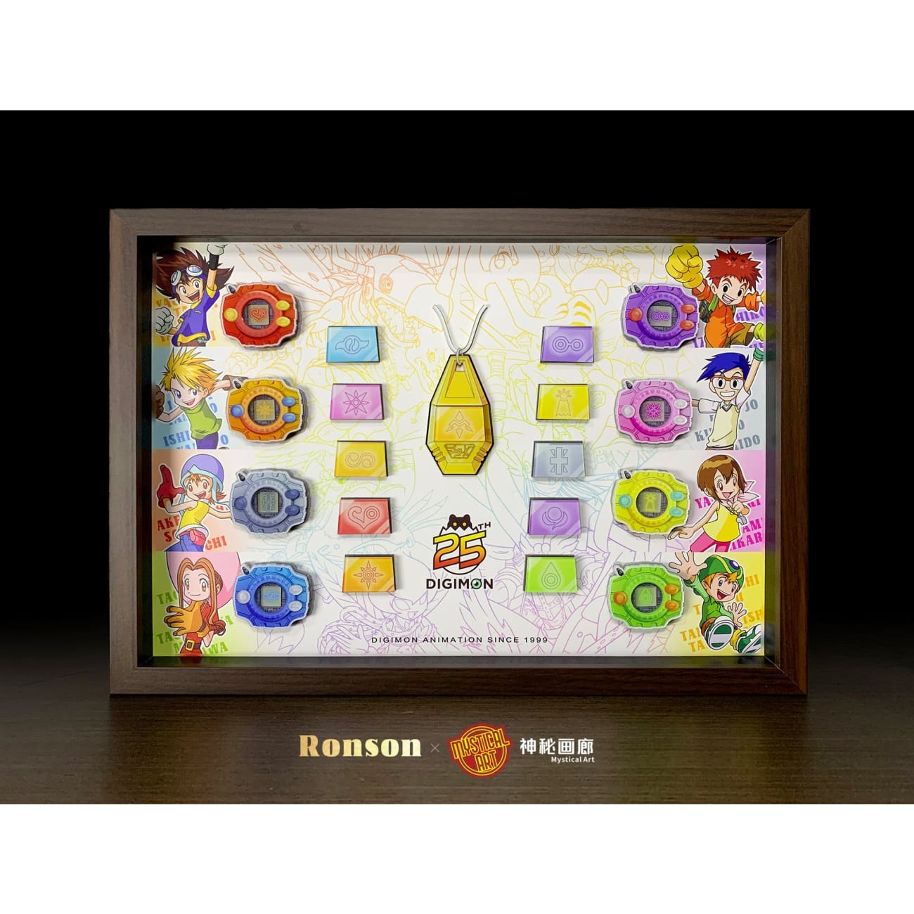 Mystical Art x Ronson - All Character’s Crests & Digivice 3D Acrylic Magnetic Poster Frame