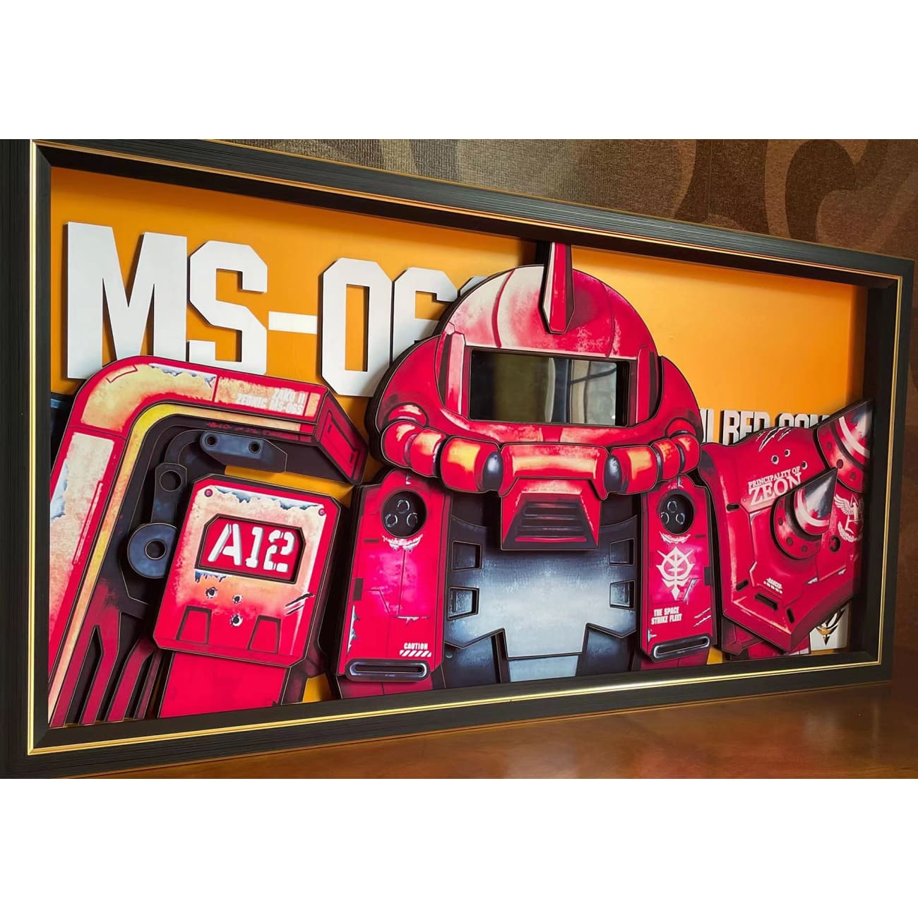 Mystical Art - Zaku MS 06 II Red Comet 3D Poster Frame with Clock Display Function