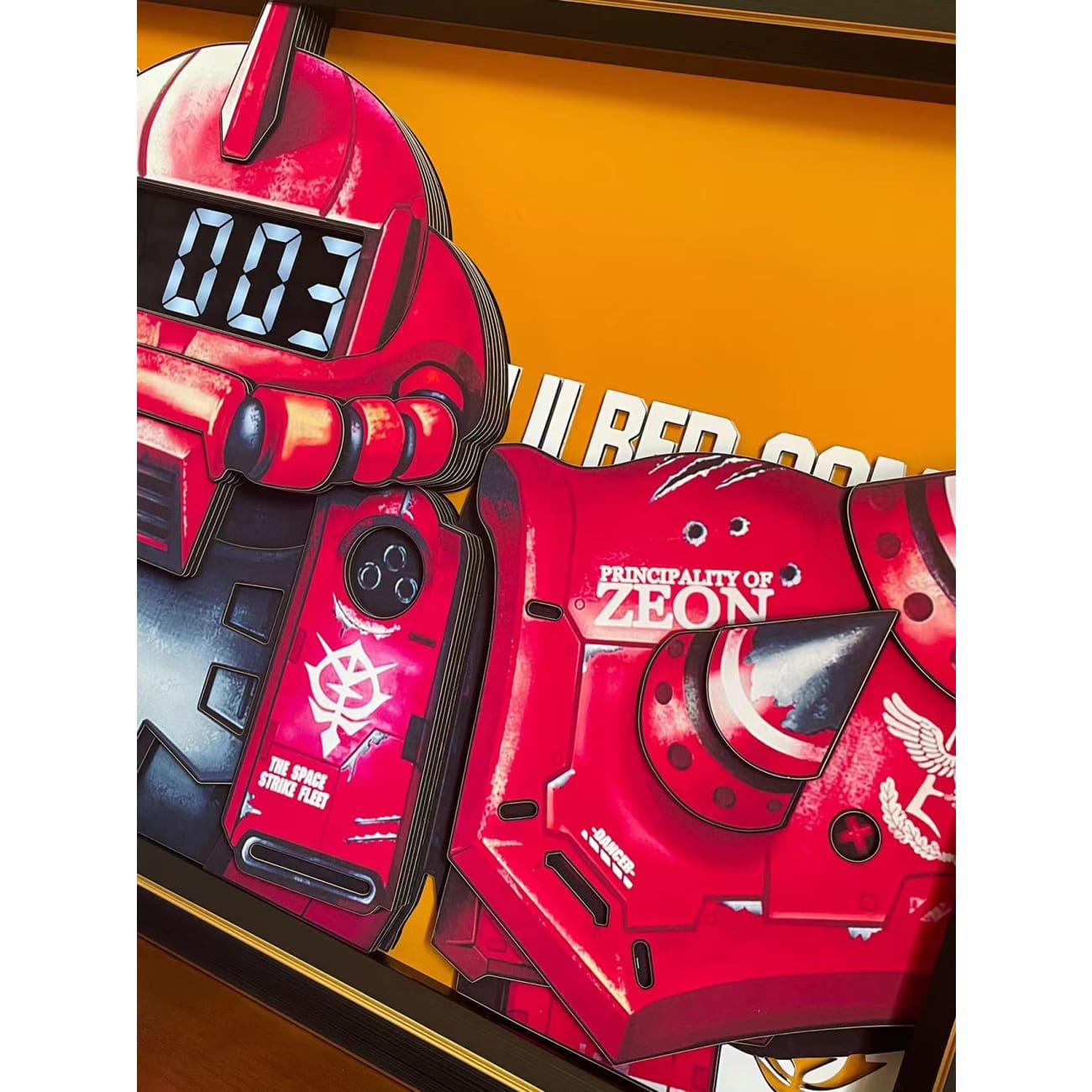 Mystical Art - Zaku MS 06 II Red Comet 3D Poster Frame with Clock Display Function