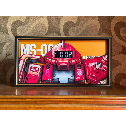 Mystical Art - Zaku MS 06 II Red Comet 3D Poster Frame with Clock Display Function
