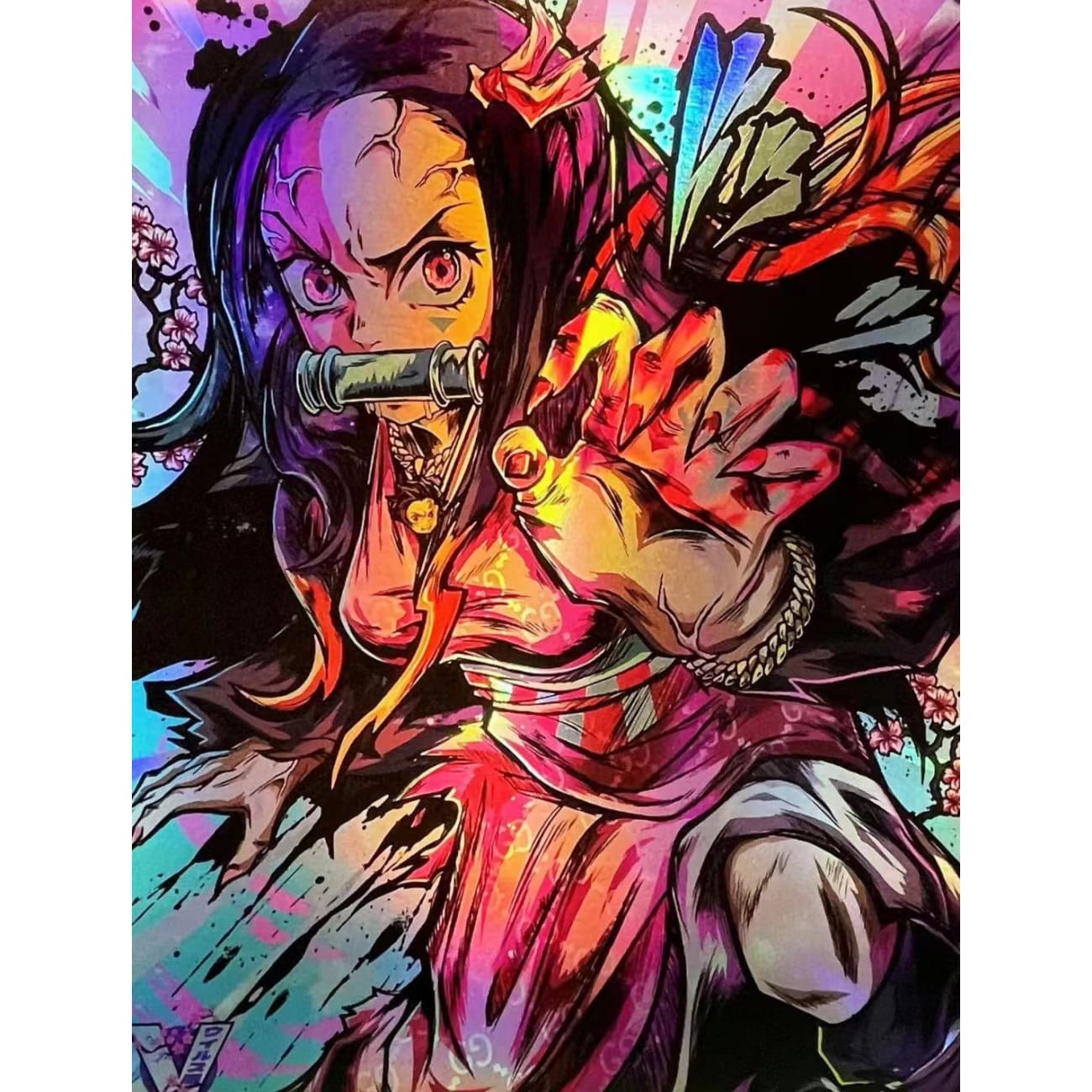 Nezuko Kamado Coloured chrome poster Frame