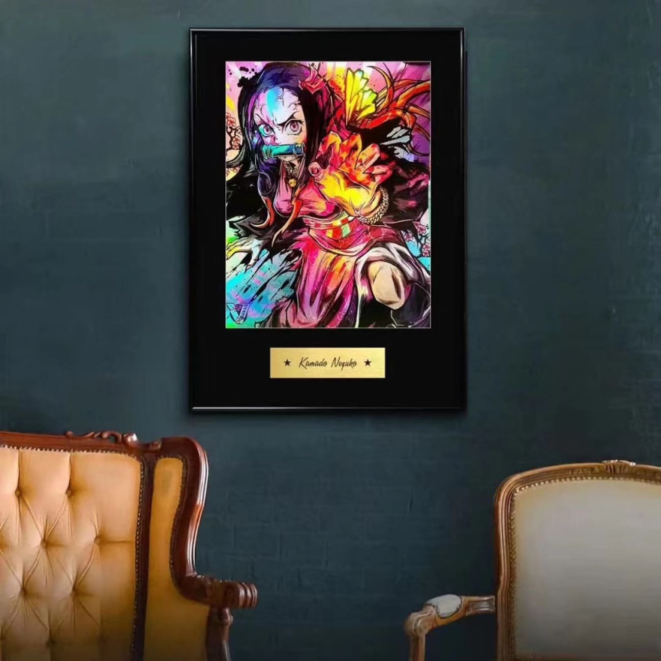 Nezuko Kamado Coloured chrome poster Frame