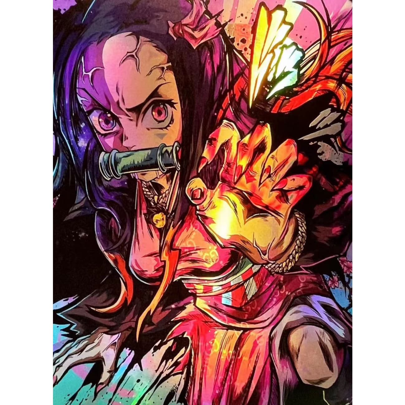 Nezuko Kamado Coloured chrome poster Frame