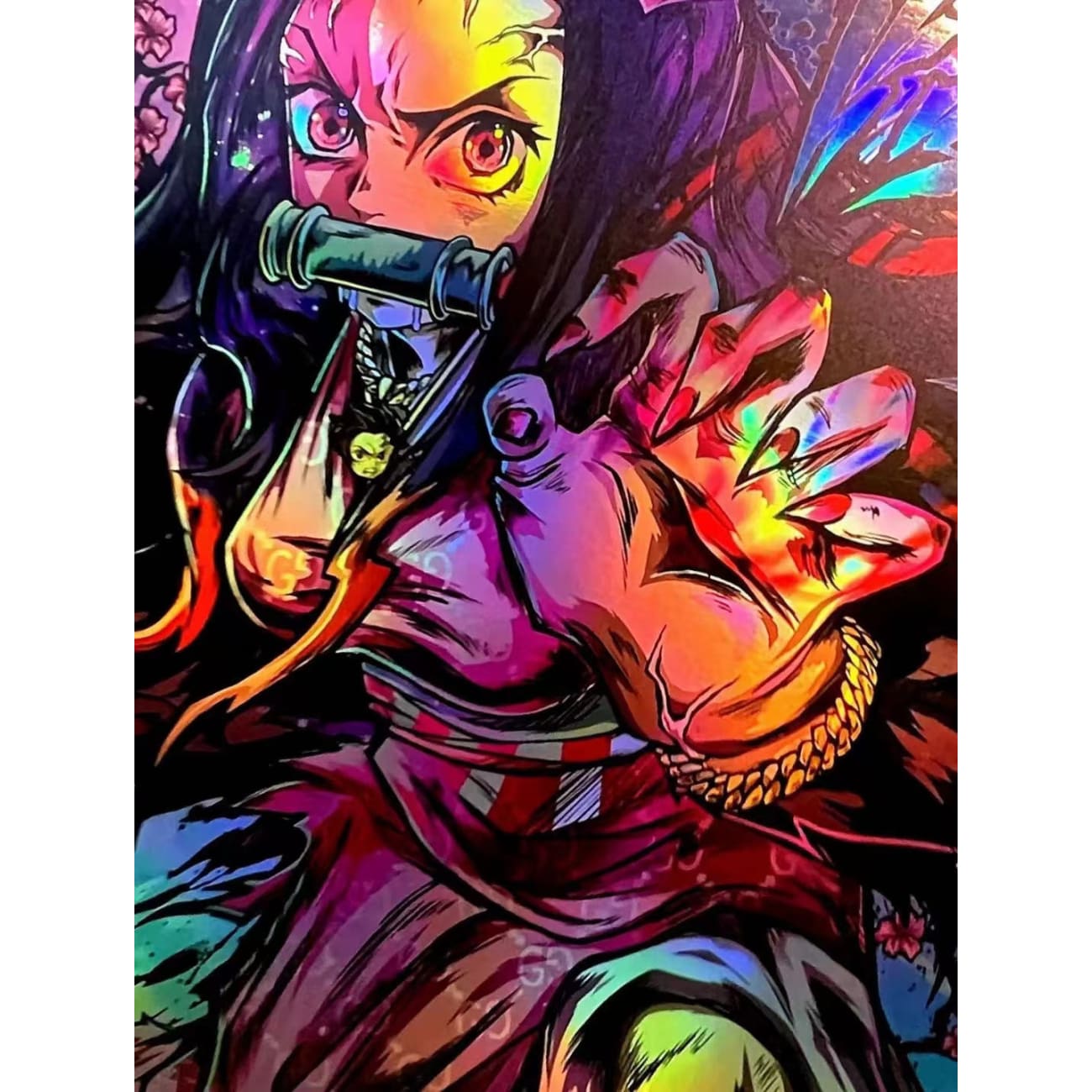 Nezuko Kamado Coloured chrome poster Frame