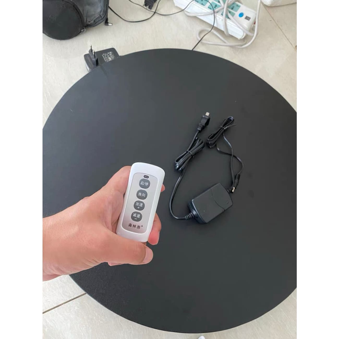 Rechargeable Matt Black Lazy Susan 350° Clockwise