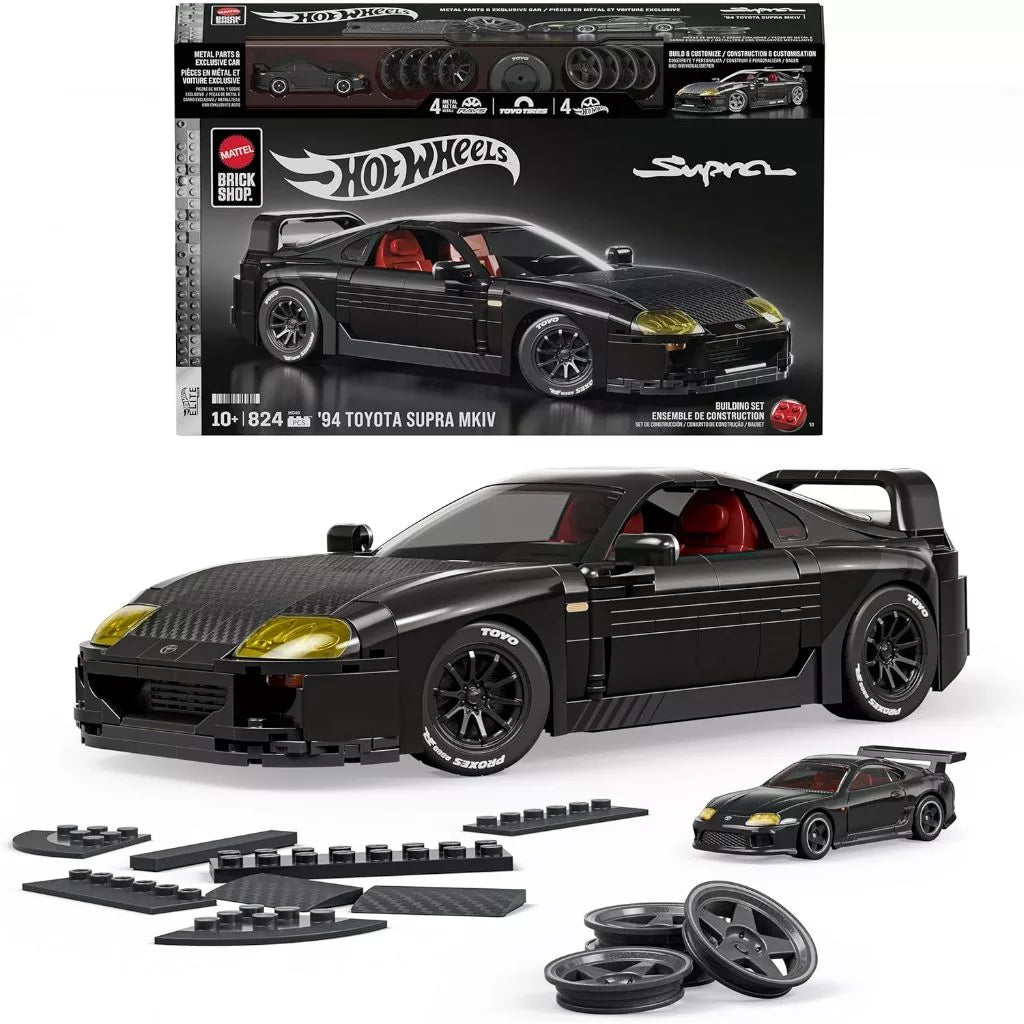 Hot Wheels x Mattel Brick Shop - ’94 Toyota Supra MKIV – 1:16 Scale Building Set