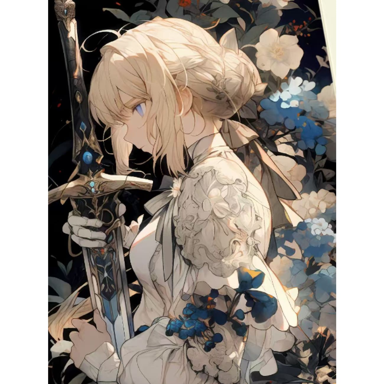 Xing Kong Studio - Artoria Pendragon Saber Flower Wall Ver. Poster Frame