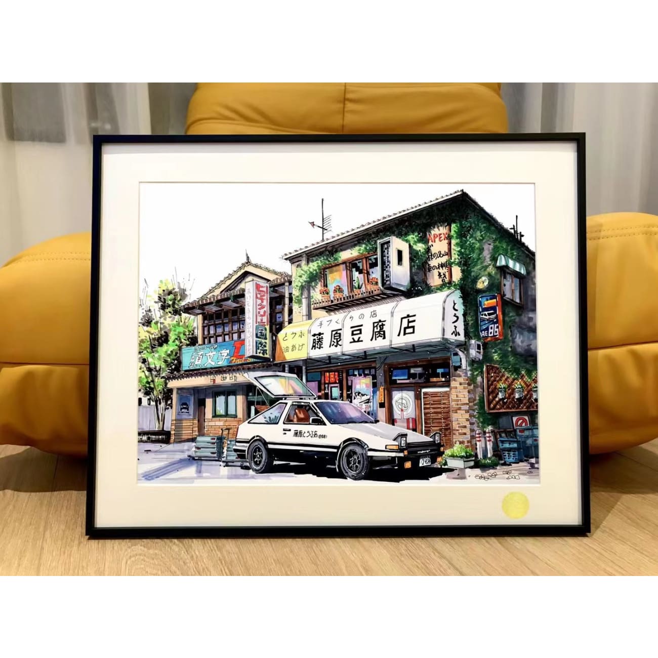 Xing Kong Studio - Fujiwara Tofu Store with Takumi Fujiwara's Toyota AE86 Poster Frame