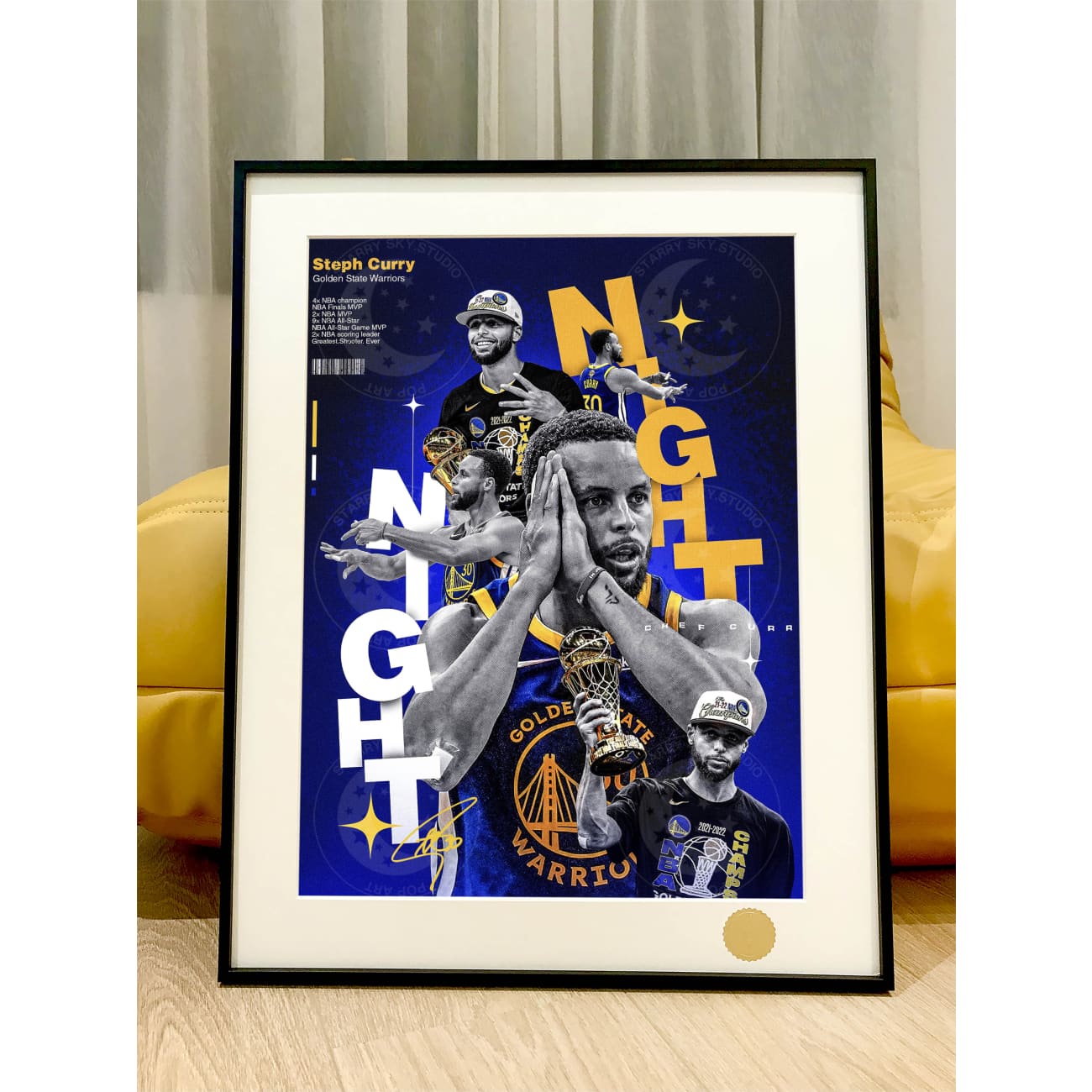 Xing Kong Studio - Good Night Stephen Curry Poster Frame