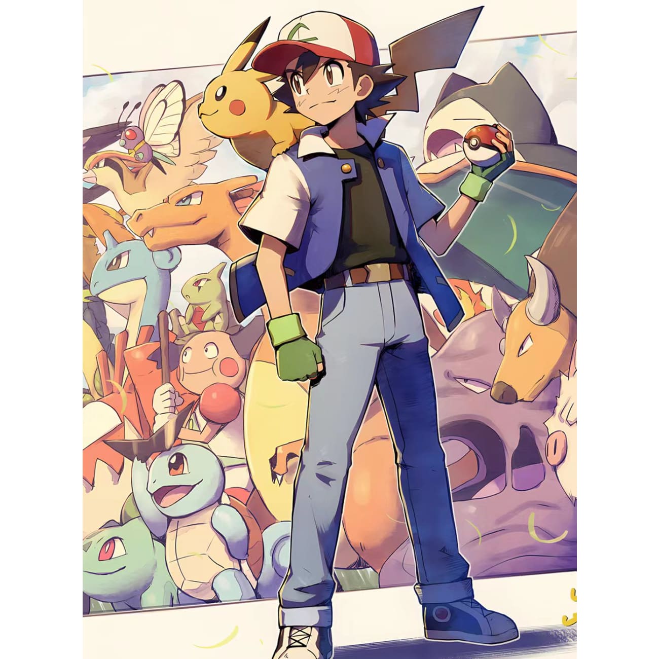 Xing Kong Studio - Let's Conquer Pokémon Together - Ash Ketchum & Pokemons Poster Frame
