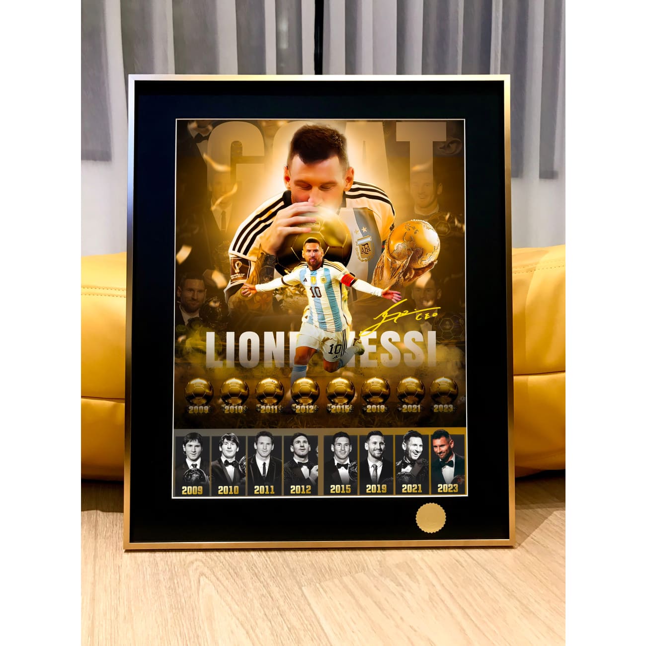 Xing Kong Studio - Lionel Messi's Eight Ball Of Gold Award Poster Frame 