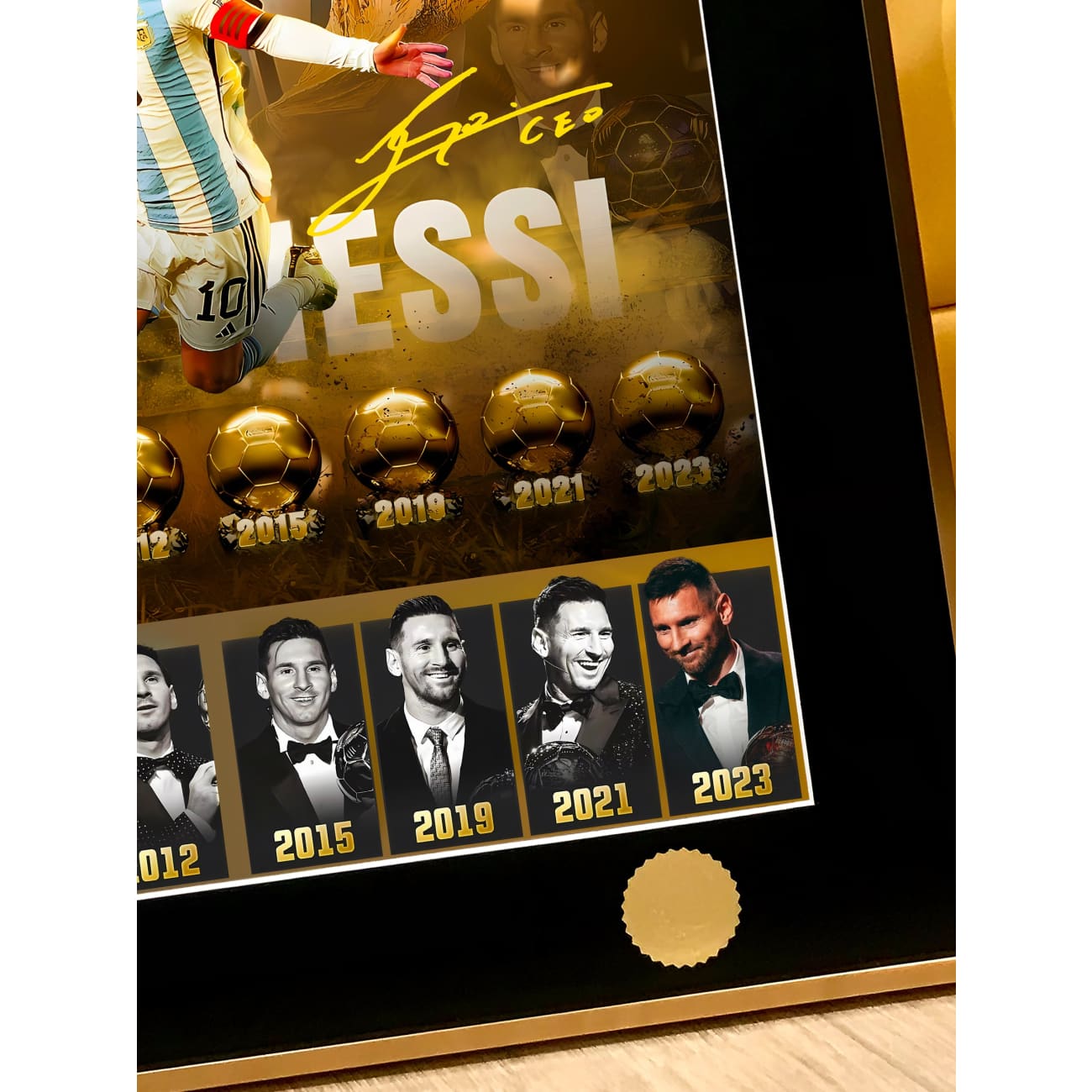 Xing Kong Studio - Lionel Messi's Eight Ball Of Gold Award Poster Frame 