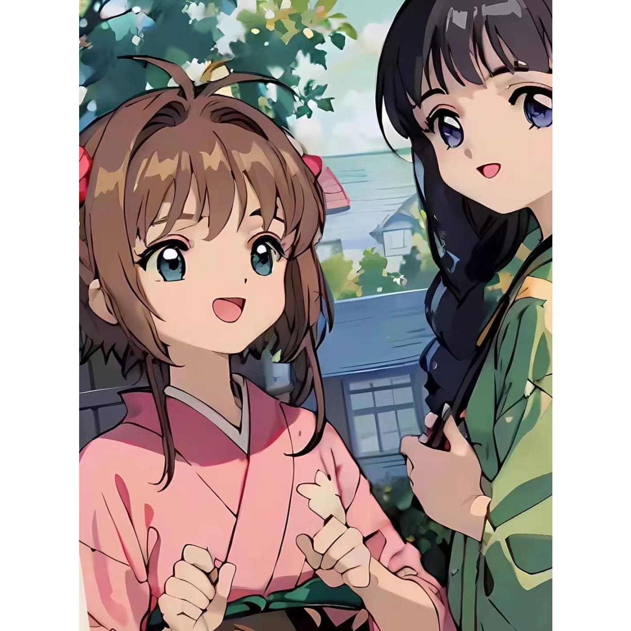 Xing Kong Studio - Sakura Kinomoto & Tomoyo Daidouji Kimono Ver. Poster Frame