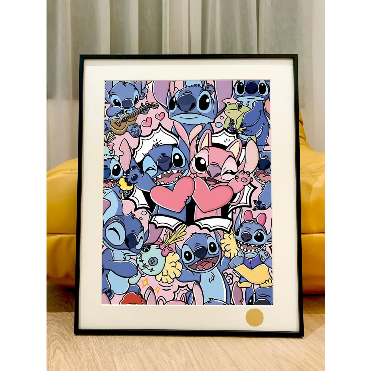 Xing Kong Studio - Stitch & Angel Poster Frame