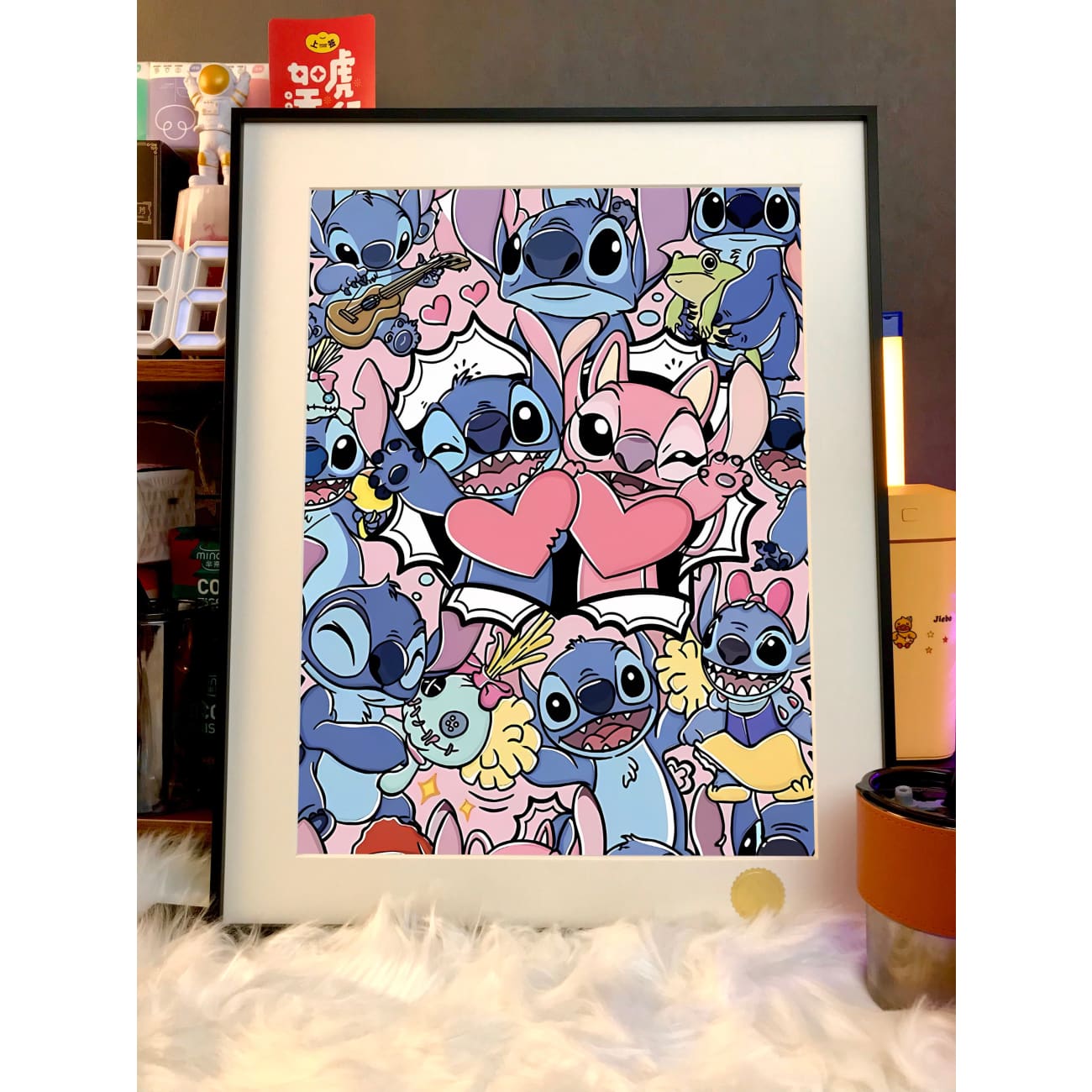 Xing Kong Studio - Stitch & Angel Poster Frame