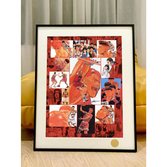 Xing Kong Studio - The First Slam Dunk Hanamichi Sakuragi, Hisashi Mitsui & Kaede Rukawa Poster Frame