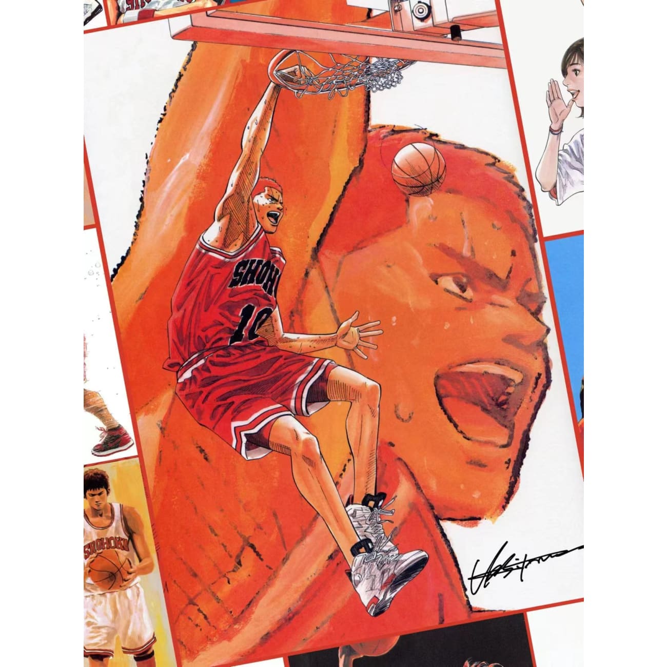 Xing Kong Studio - The First Slam Dunk Hanamichi Sakuragi, Hisashi Mitsui & Kaede Rukawa Poster Frame