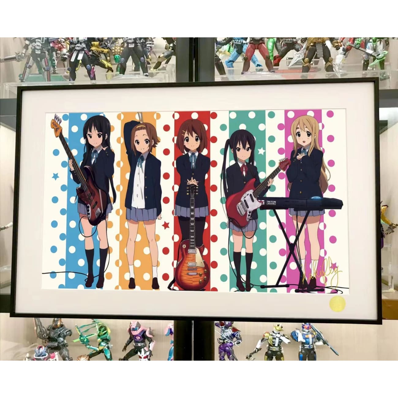 Xing Kong Studio - Yui Hirasawa, Mio Akiyama, Ritsu Tainaka, Tsumugi Kotobuki & Azusa Nakano Poster Frame
