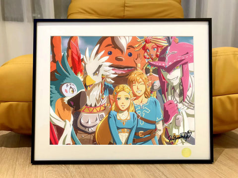 Xing Kong Studio - Characters of The Legend of Zelda: Breath of the Wild Poster Frame