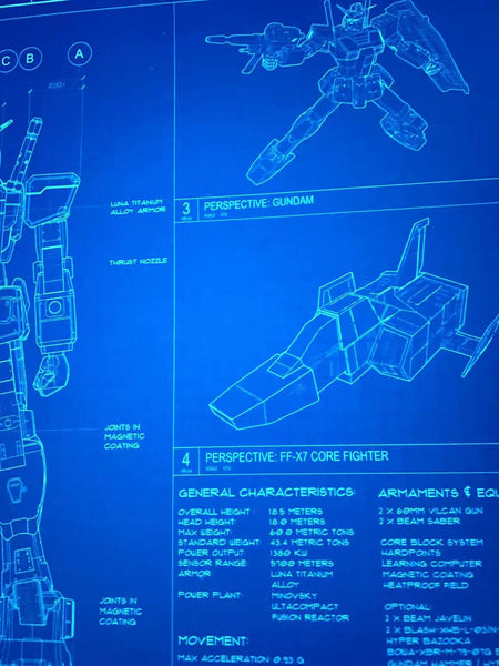 Blue print Gundam RX-78-2 Poster Frame