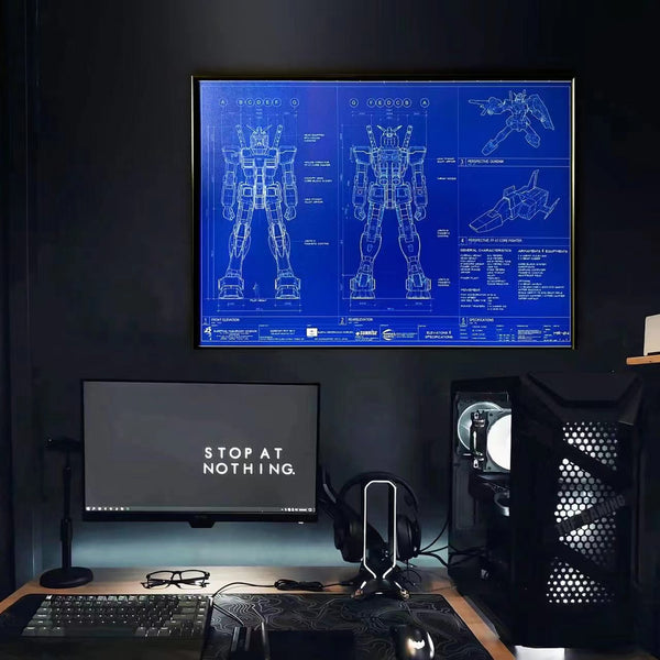 Blue print Gundam RX-78-2 Poster Frame