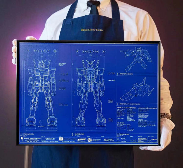 Blue print Gundam RX-78-2 Poster Frame