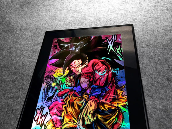 BBD Studio X 1985 Painting Lab - Super Saiyan 4 Son Goku Coloured Chrome Poster Frame