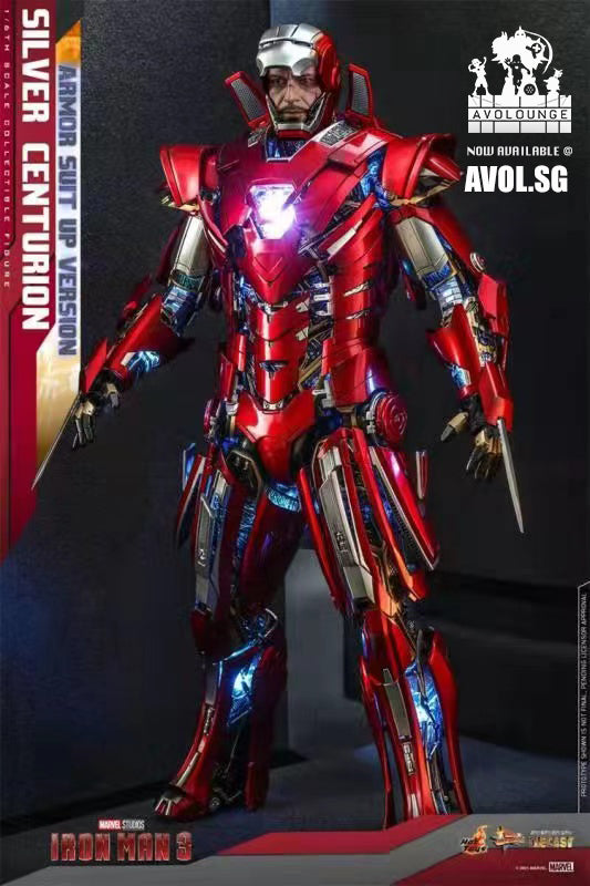 HOTTOYS -  IronMan 3 Silver Centurion Armor suit up version