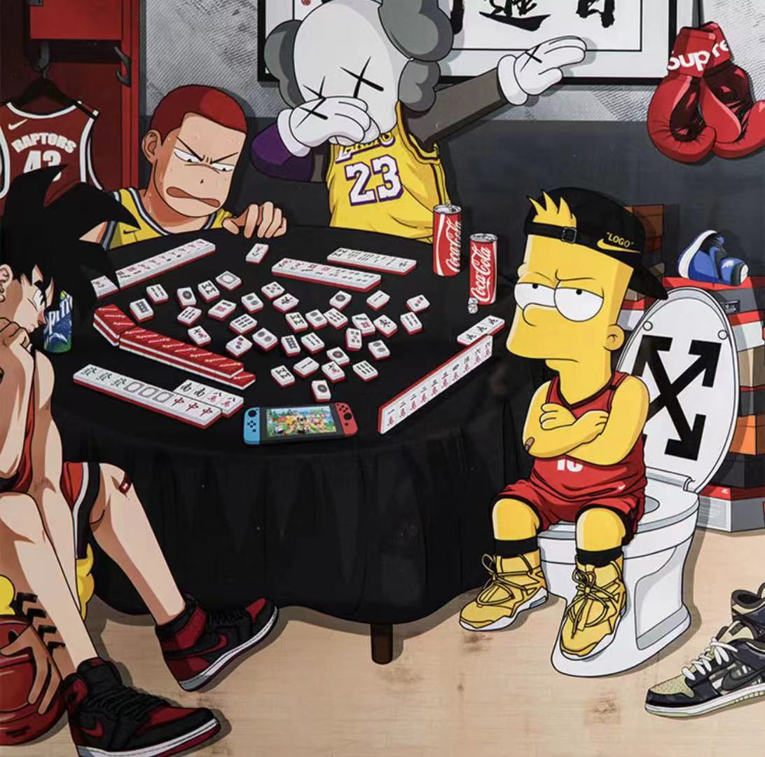 Mashup : Mahjong with Kaws; Simpson; Goku 
