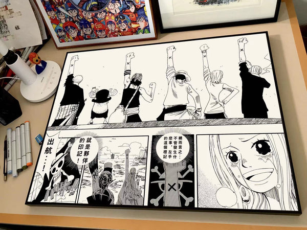 Manga Black and White Team Remarkable Moment Poster Frame