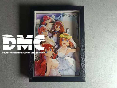 Drunky Monkey Studio - Nino Nakano, Miku Nakano, Ichika Nakano, Yotsuba Nakano, Itsuki Nakano Wedding Dress Ver 3D Poster Frame [DMN-021]