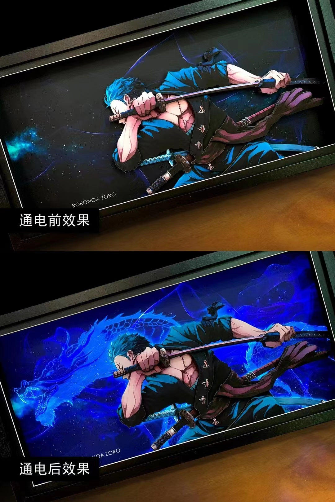 Mystical Art - Roronoa Zoro Light Guide Transformation 3D Paper Art Frame 