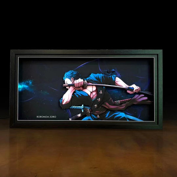 Mystical Art - Roronoa Zoro Light Guide Transformation 3D Paper Art Frame 