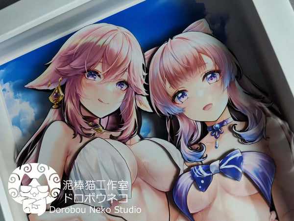 Dorobou Neko Studio - Yae Miko & Sangonomiya Kokomi 3D Cast Off Poster Frame [DSRL-010]