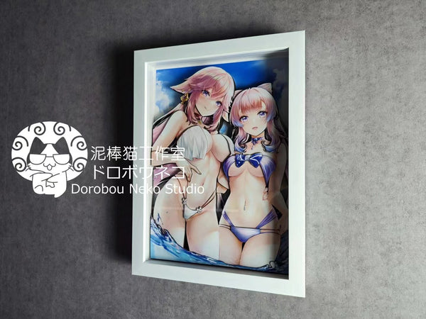 Dorobou Neko Studio - Yae Miko & Sangonomiya Kokomi 3D Cast Off Poster Frame [DSRL-010]